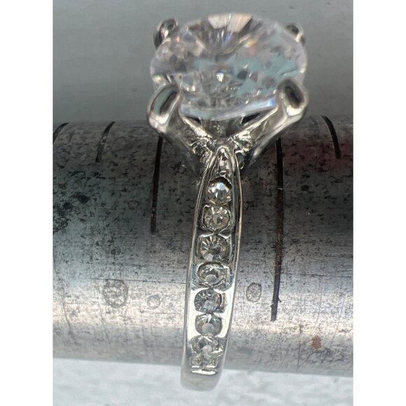 Sparkly 1 carat Engagement Ring Platinum White Gold Silver Tone Prong Set SZ 9.7 - Picture 7 of 15